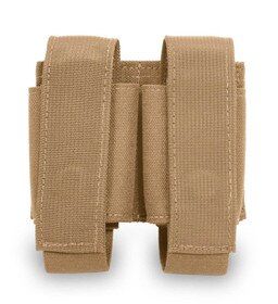 Coyote Tan grenade pouch from Elite Survival holds two grenades. Nylon construction.